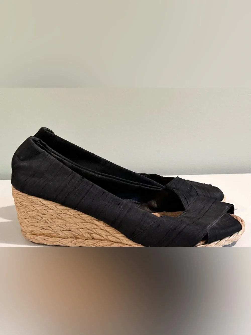 Lauren Ralph Lauren Black Espadrille Wedge Sandals Shoes 8.5